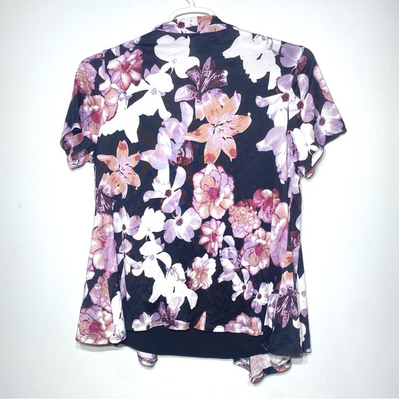 Elie McCarthy Blouse Women’s M Multicolor Floral Faux Two Piece Layered Top - Picture 5 of 10